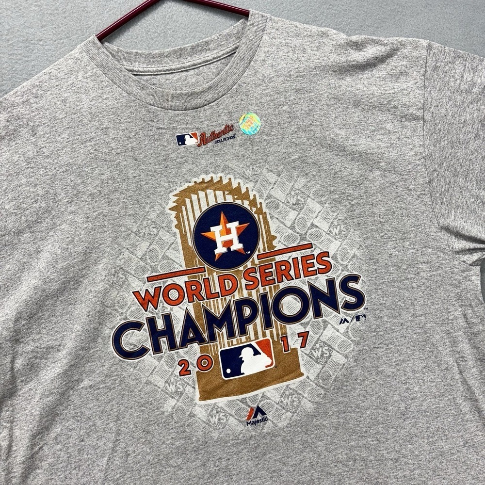 Houston Astros World Series T Shirt Mens XL Gray Authentic Collection Majestic